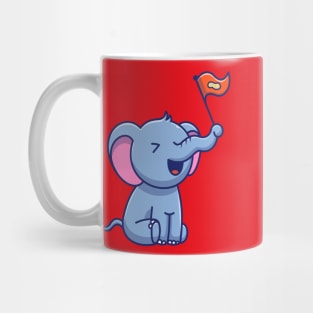 Cute Elephant With Nut Flag Cartoon Mug